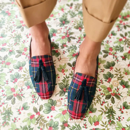 Plaid Pattern Tassel Round Toe Retro Loafers