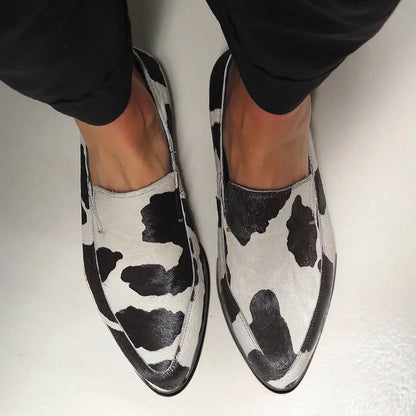 Genuine Cowhide Leather Pointed Toe Casual Flat Loafers