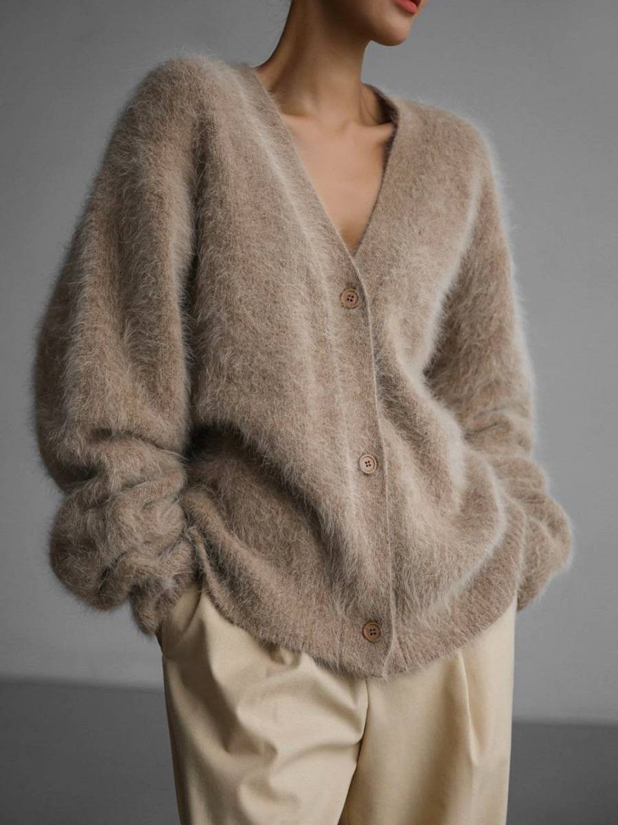 Lazy-style Imitation mink Loose Sweater Cardigan