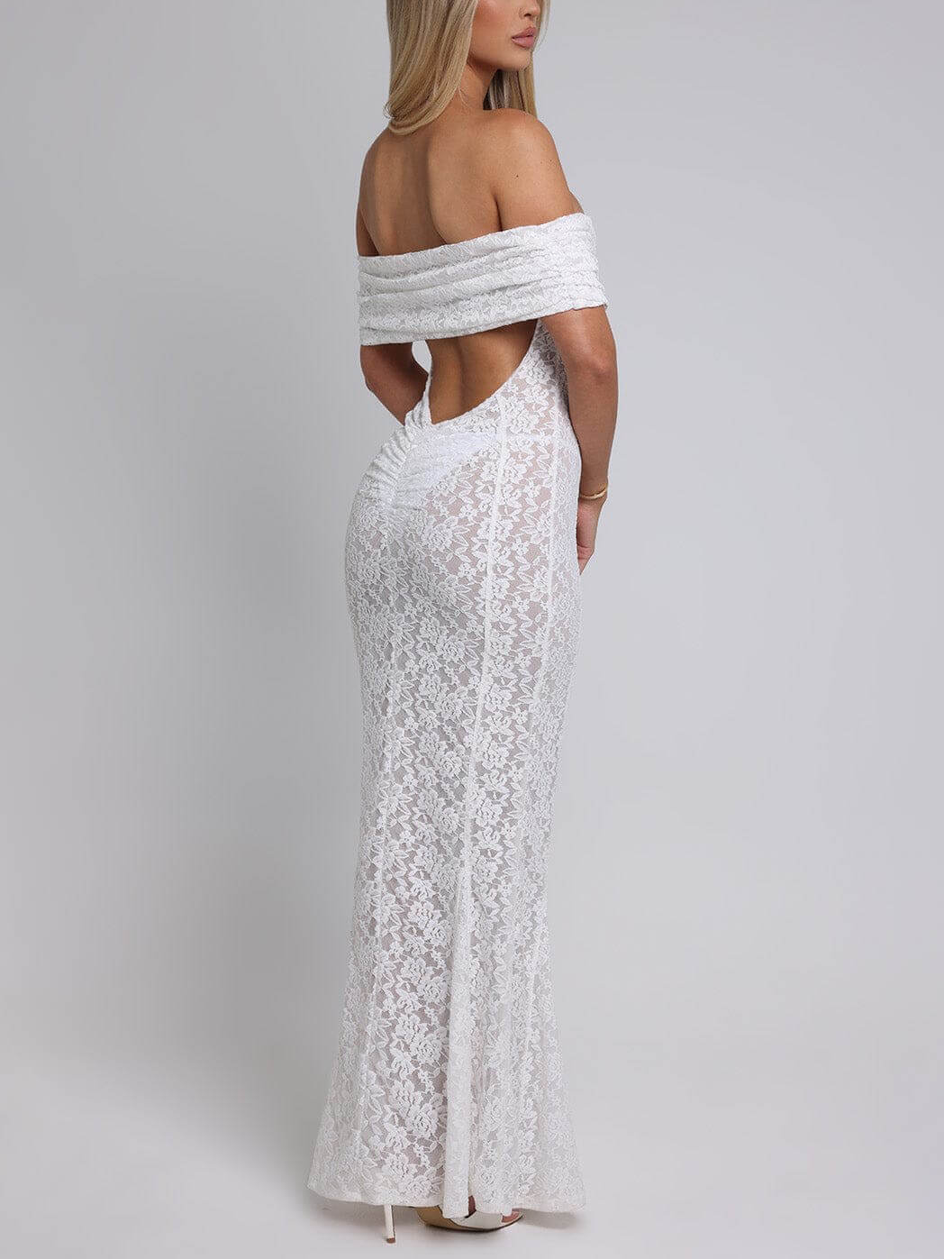 Elegant Sexy Floral Lace Fishtail Maxi Dress