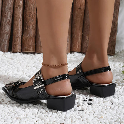 Fashion Studded Buckle Strap Slingback Pointed Toe Sandals