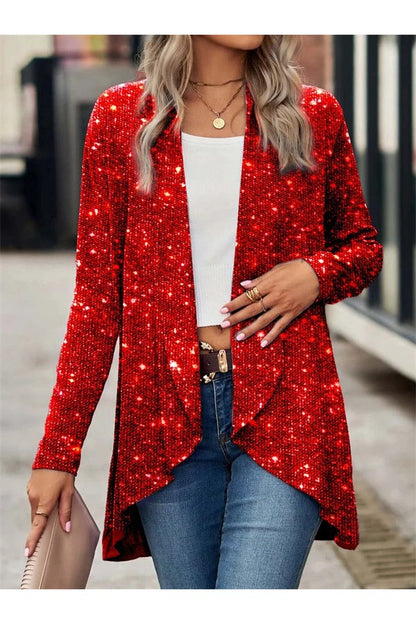 Plain Glitter Mid-long Loose Jacket