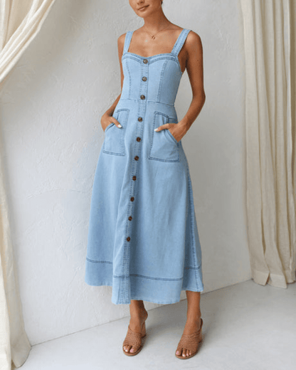 Blue Denim Maxi Dress