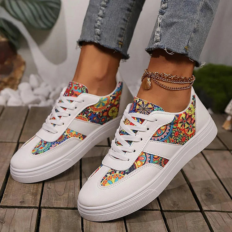 Halloween Skull Rose Colourful Floral Print Lace Up Casual Shoes