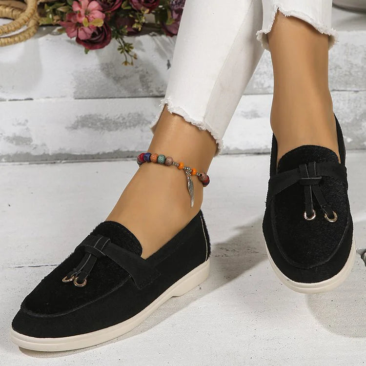 Colorblock Patchwork Knotted Detail Round Toe Casual Slip On Loafers