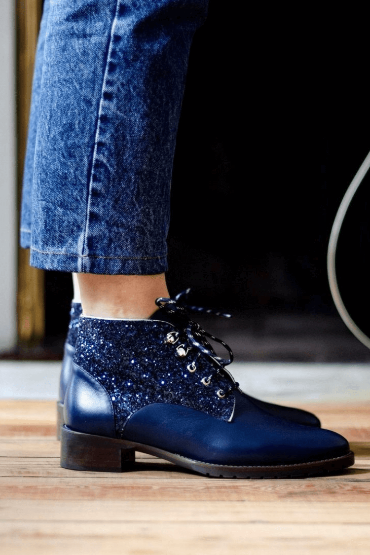 Metallic Patent Oxford Wingtip Lace-Up Flats [Pre Order]