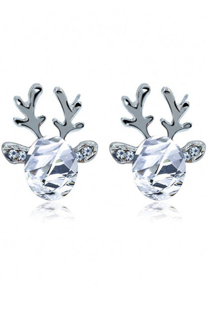 Crystal Gem Christmas Antlers Stud Earrings