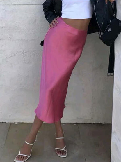 Falda elegante de color liso