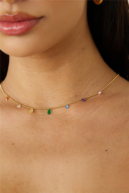 18k Gold Plated Rainbow Treasure Necklace Gold