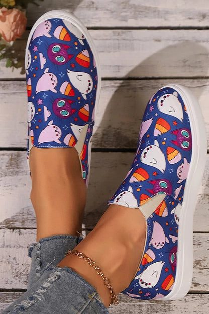 Multicolor Animals Print Round Toe Casual Loafers