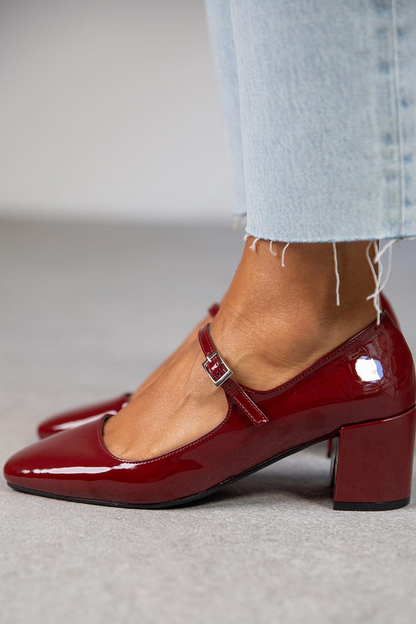 Classic Patent Leather Block Chunky Heels