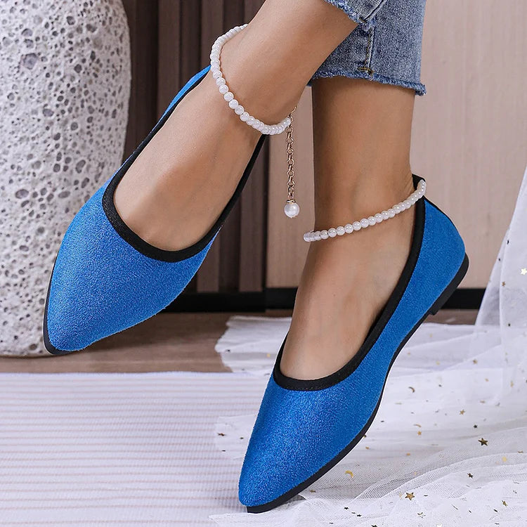 Colorblock Trim Pointed Toe Slip On Daily Flats