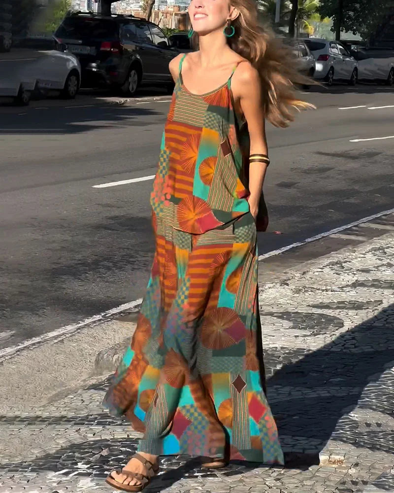 Resort style loose printed two piece set