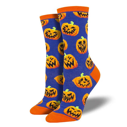 Halloween Maple Leaf Pumpkin Witch Owl Skeleton Print Mid Calf Socks