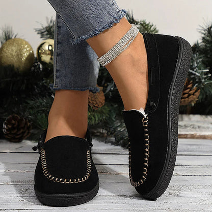 Round Toe Stitch Detail Causal Slip On Flat Loafers