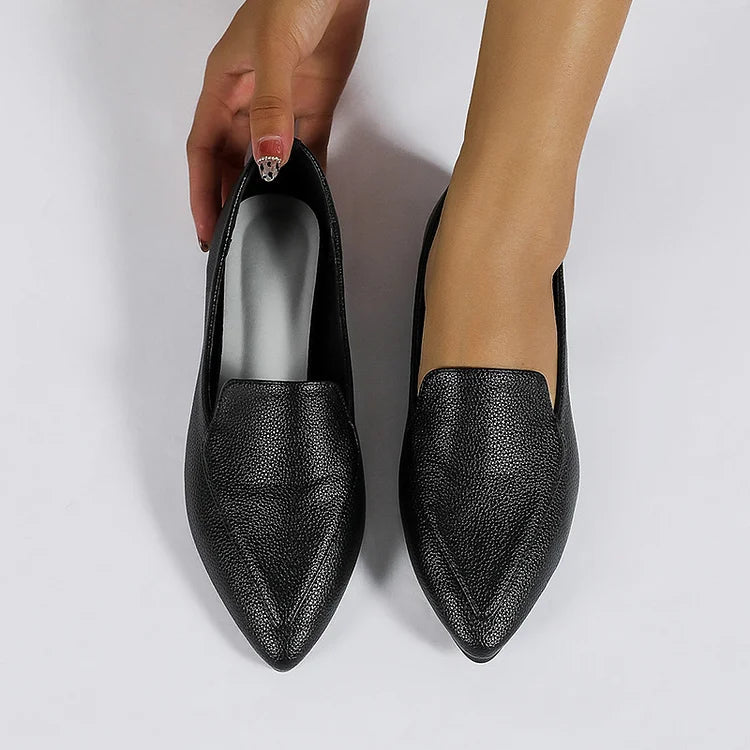 Patchwork Solid Color Pointed Toe Daily Slip On Flats