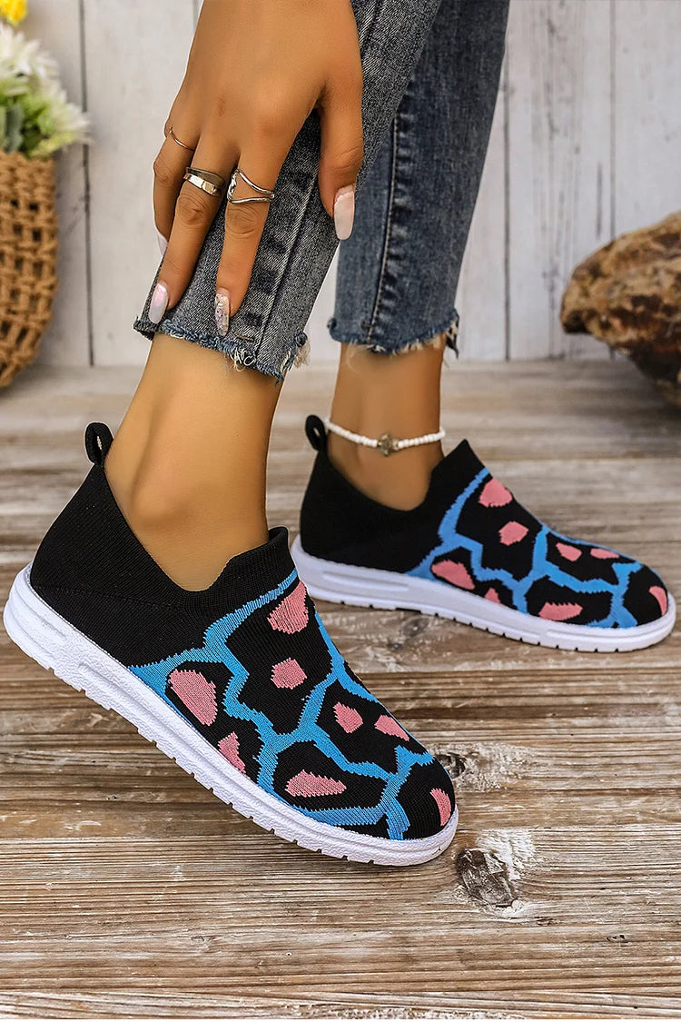 Round Toe Colorblock Abstract Pattern Casual Sneakers