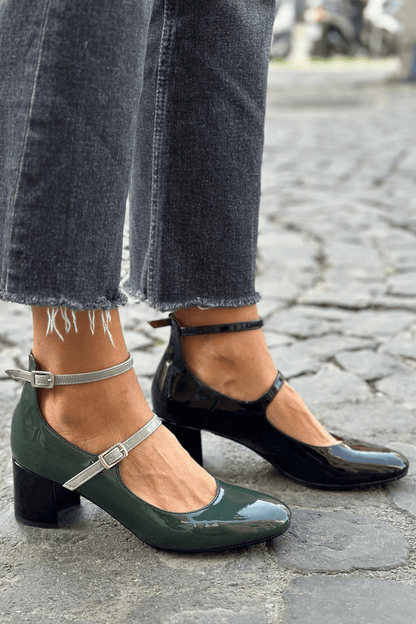 Double Strap Buckle Block Heels