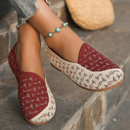 Textured Color Block Patchwork Asymmetric Cut Out Loafers