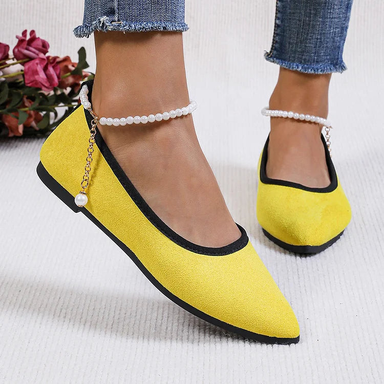 Colorblock Trim Pointed Toe Slip On Daily Flats