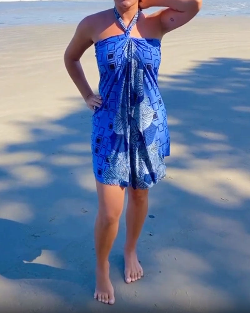 Scialle da spiaggia monopezzo multiusura con stampa alla moda 