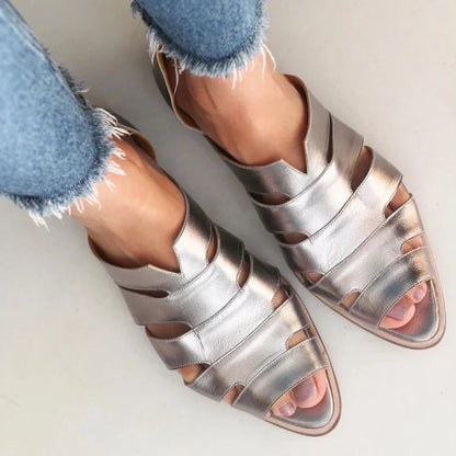 Hollow Out Pointed Peep-Toe Casual Slip-On Flats