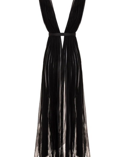 Cut Out Silk Tulle Dress in Black