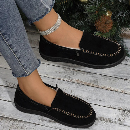 Round Toe Stitch Detail Causal Slip On Flat Loafers