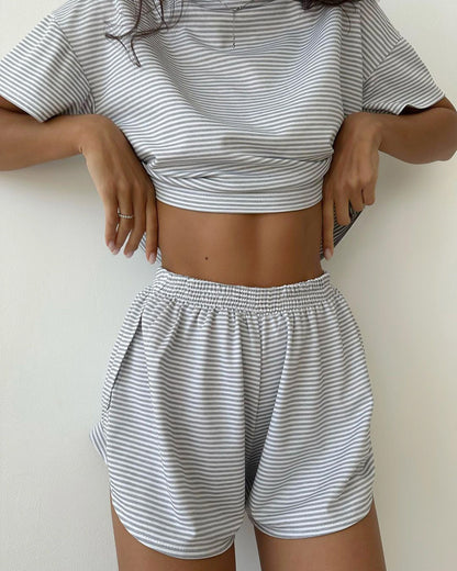 Striped comfortable loose casual two-piece set