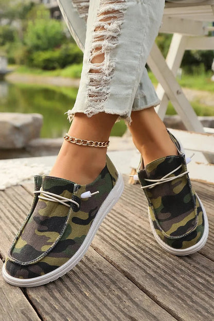 Canvas Round Toe Camouflage Print Casual Lace Up Sneakers