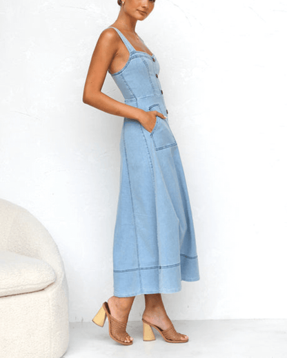 Blue Denim Maxi Dress