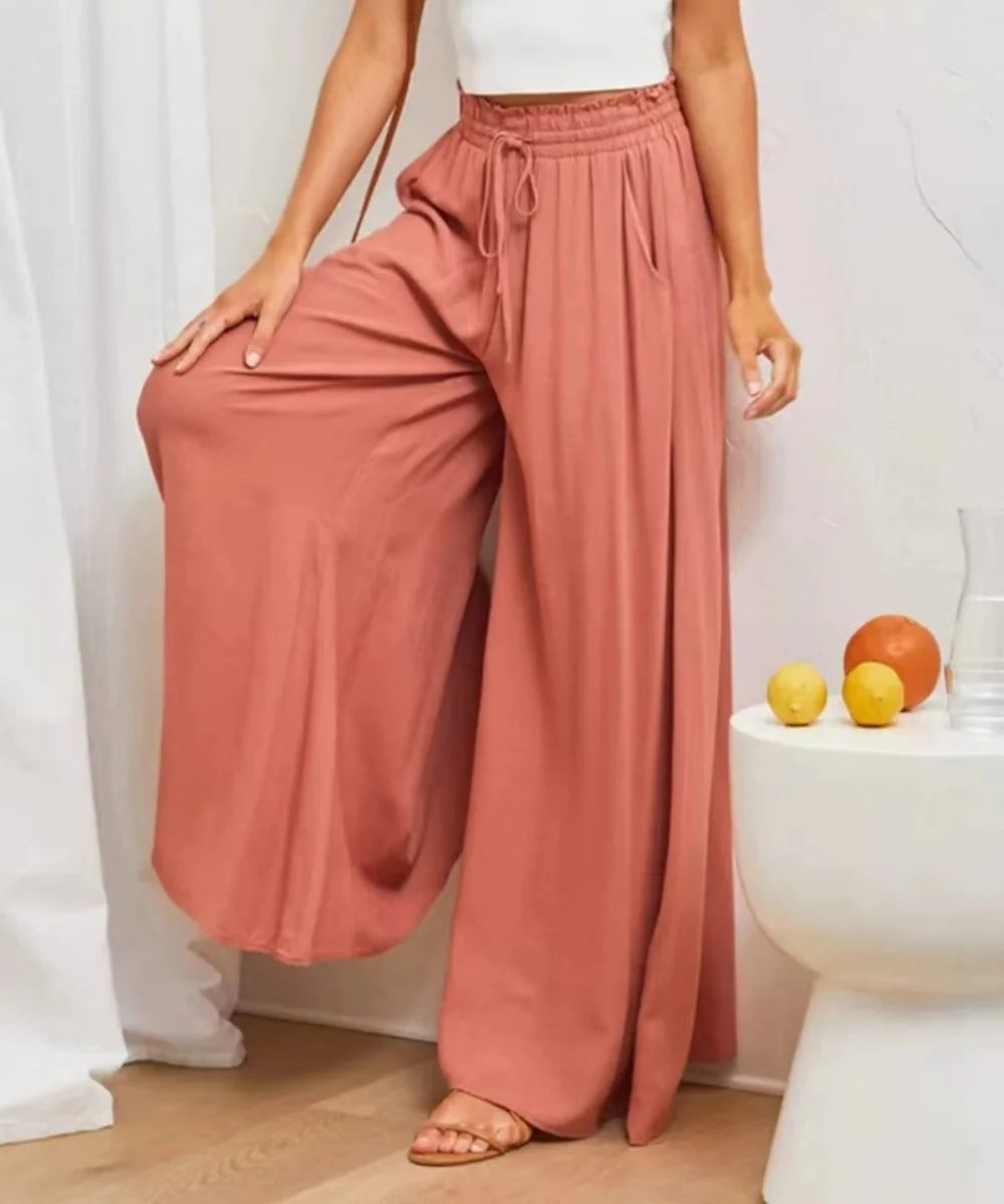 Pantalones cómodos de verano de color liso 
