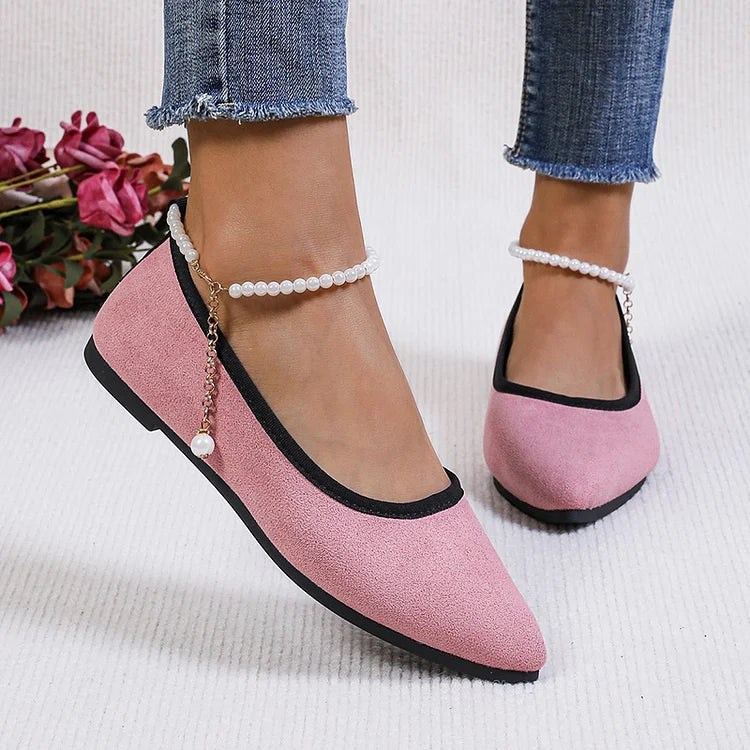 Colorblock Trim Pointed Toe Slip On Daily Flats