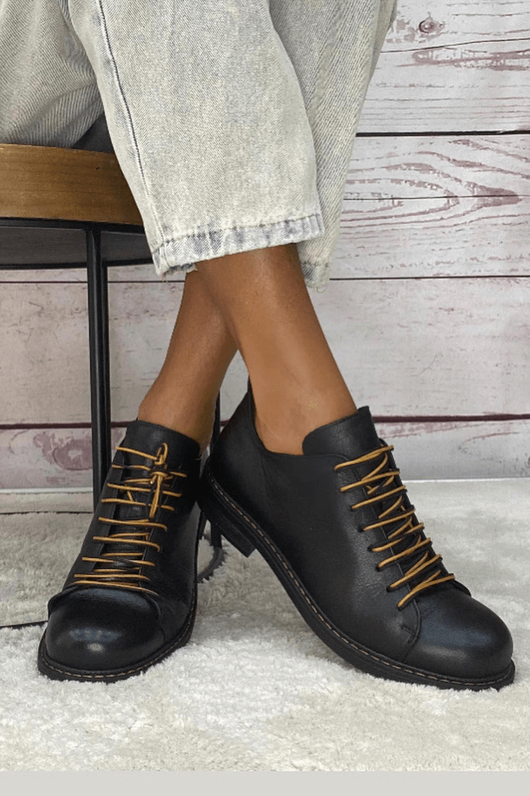 Black Faux Leather Round Toe Ankle Boots