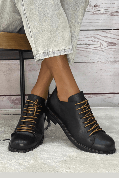 Black Faux Leather Round Toe Ankle Boots