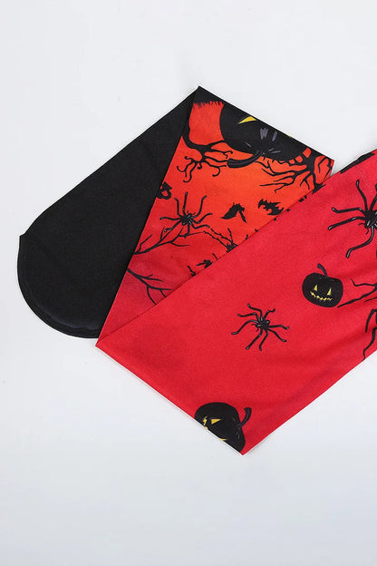 Calcetines hasta la rodilla con estampado de araña, murciélago y calabaza malvada para Halloween 