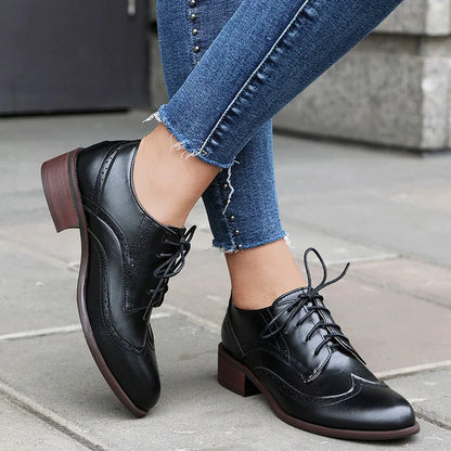 Color Block Lace Up Pointy Toe Casual Brogue Oxfords