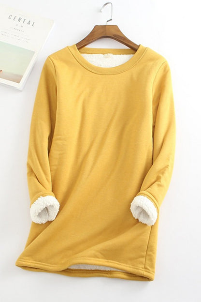 Solid Color Round Neck Long Sleeves Thermal Underwear