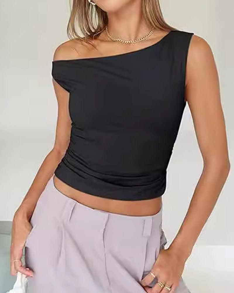 All-Match Sleeveless Cropped Top