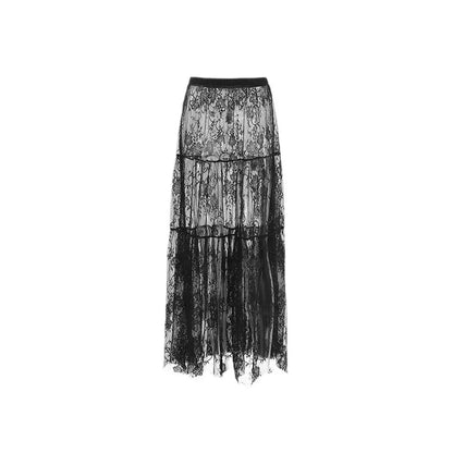 Unique Black Lace Long Skirt
