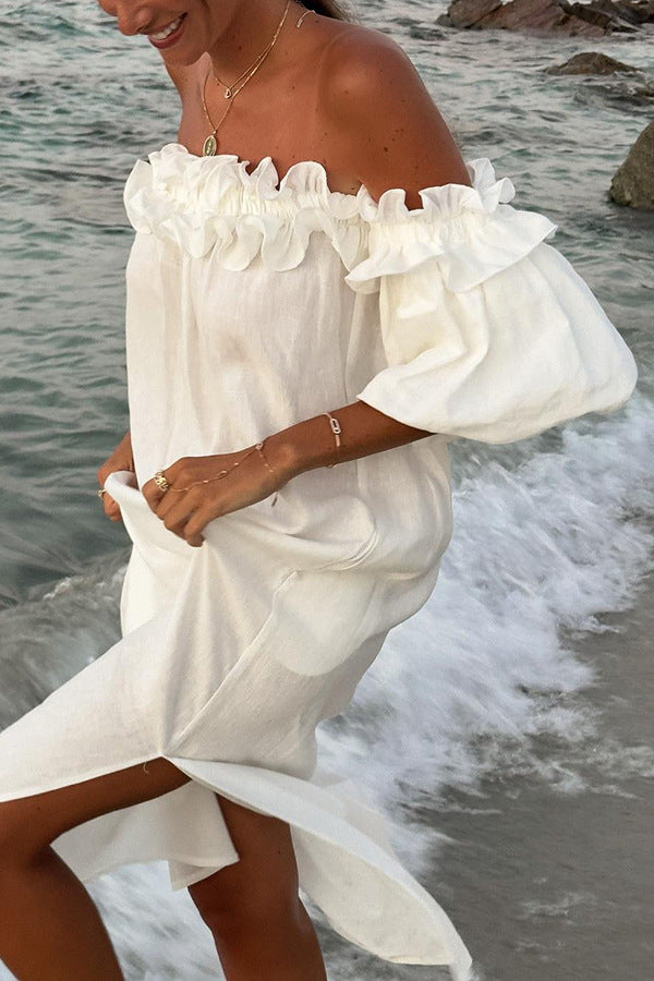 Vestido largo de encaje blanco Seaside 
