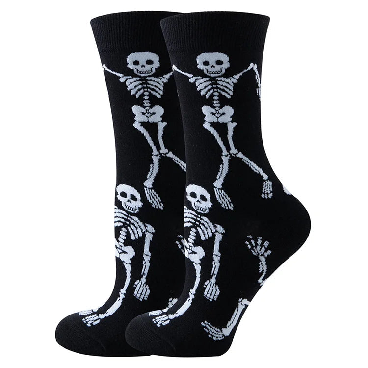 Halloween Horror Pumpkin Skeleton Ghost Print Crew Socks