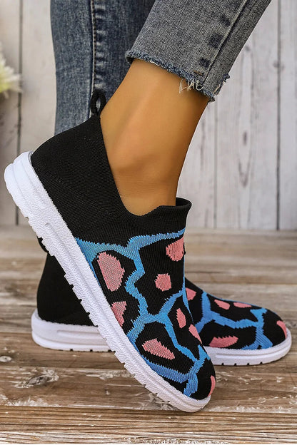 Round Toe Colorblock Abstract Pattern Casual Sneakers