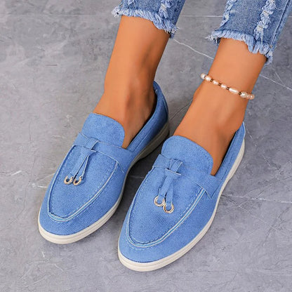 Casual Solid Color Knotted Seam Low-Top Loafers
