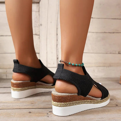 Hollow Out Peep Toe Wedge Platform Casual Sandals