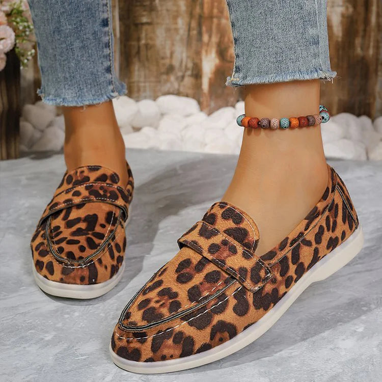 Butterfly Print Patchwork Round Toe Casual Loafers