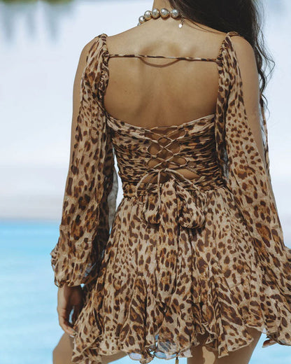 Vestido De Gasa De Leopardo De Moda 