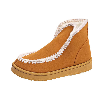 Crochet Patchwork Round Toe Casual Pull On Snow Boots