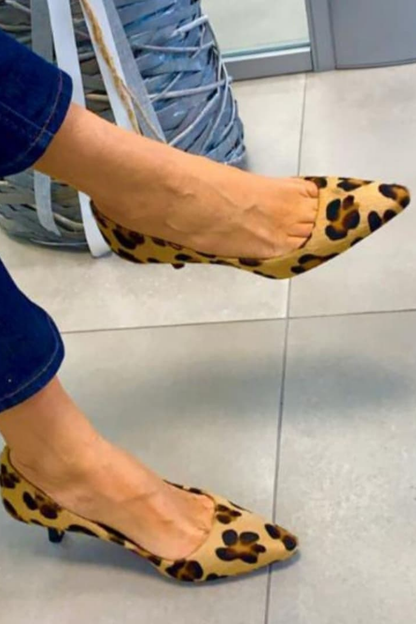 Leopard Print Faux Suede Pointy Kitten Heels [Pre Order]