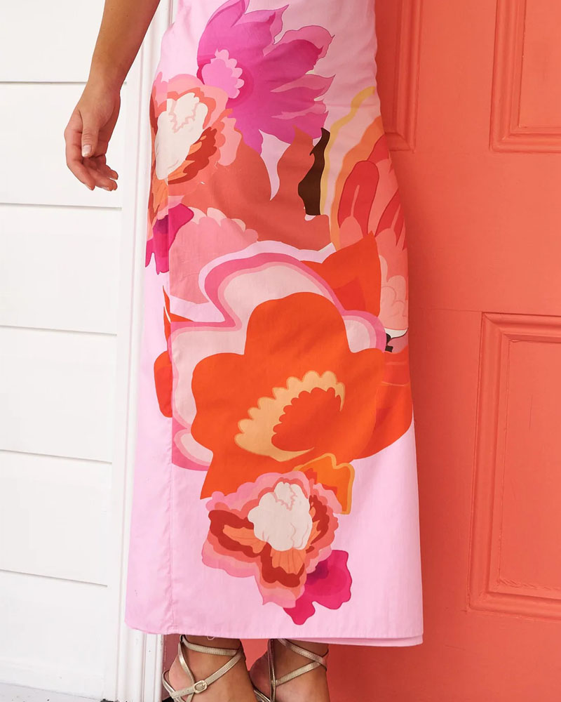 Elegant Strap Print Dress